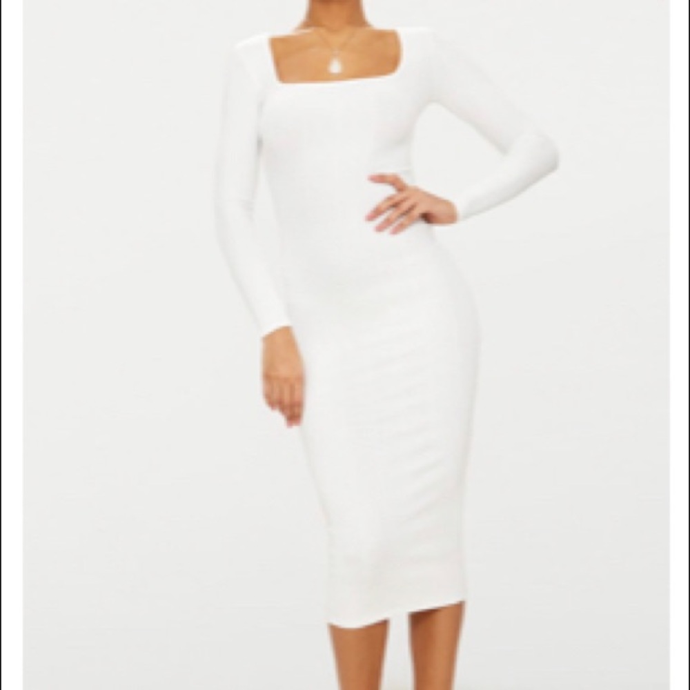 PLT White Bandage Long Sleeve Dress